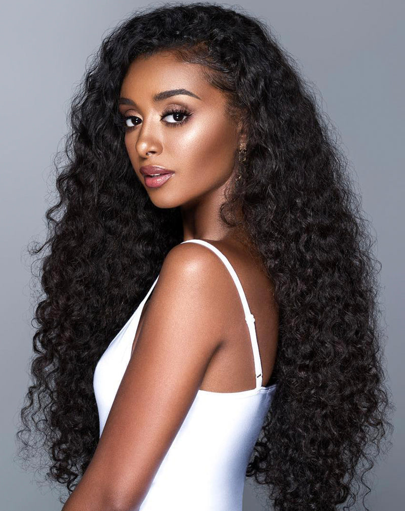 Human Hair Deep Wave 4*4 Glueless Closure Wig