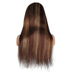 Highlighted 100% Human Hair 4*4 Straight Closure Wig