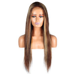 Highlighted 100% Human Hair 4*4 Straight Closure Wig