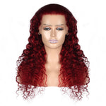 100% Human Hair 99J 13*4 Lace Frontal Deep Wave Wig