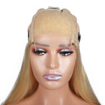 613 Blonde Human Hair 4*4 Closure Straight Wig