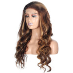 Highlighted 100% Human Hair 4*4 Body Wave Closure Wig