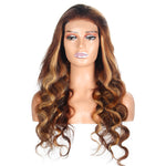 Highlighted 100% Human Hair 4*4 Body Wave Closure Wig