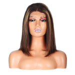 Highlighted 100% Human Hair 4*4 Closure Bob Wig