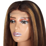 Highlighted 100% Human Hair 4*4 Closure Bob Wig